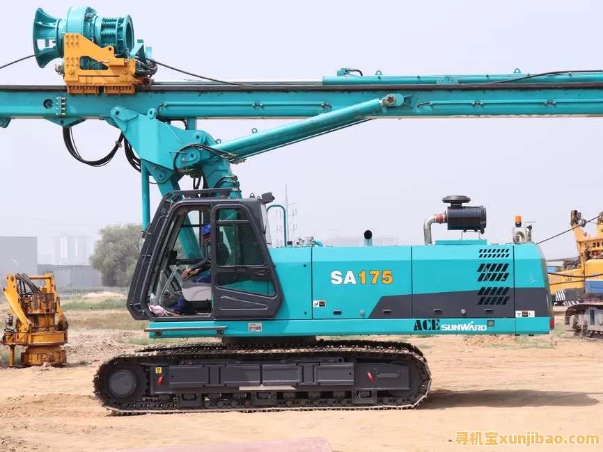 Close-up of an SA 175 piling rig at a construction site in Faridabad, Haryana.